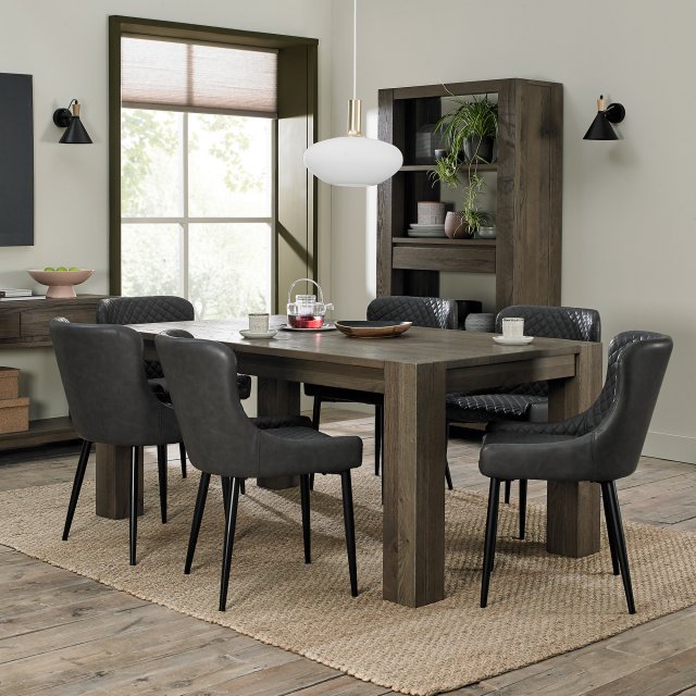 Logan Fumed Oak Cezanne Dining Set, Oak Dining Room Chairs With Padded Seats And