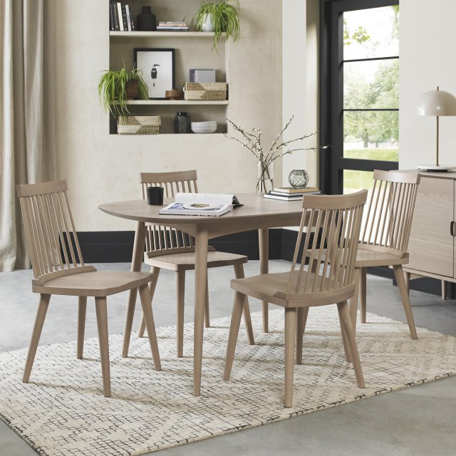 Bentley Designs Dansk Scandi Oak & Ilva 4 Seater Dining Set- Scandi Oak- feature