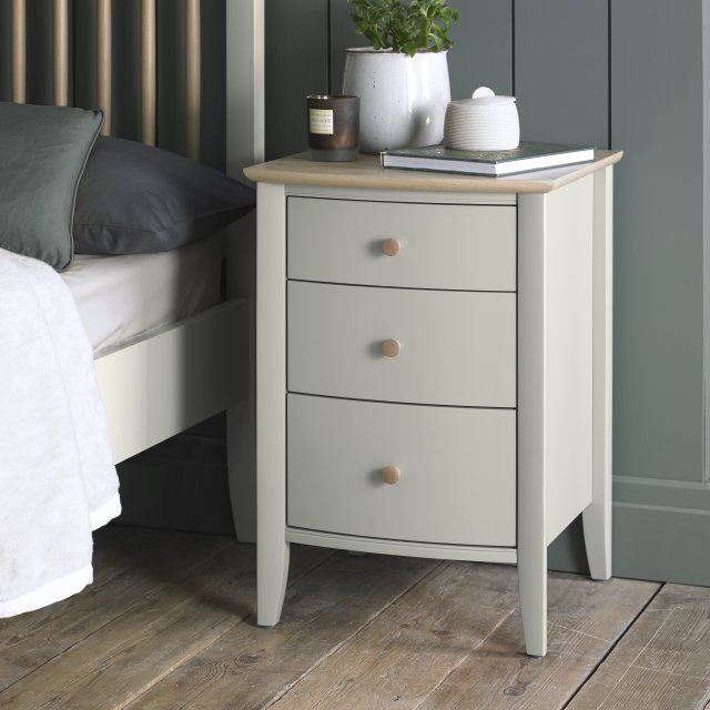 Whitby Scandi Oak Soft Grey 3 Drawer Nightstand
