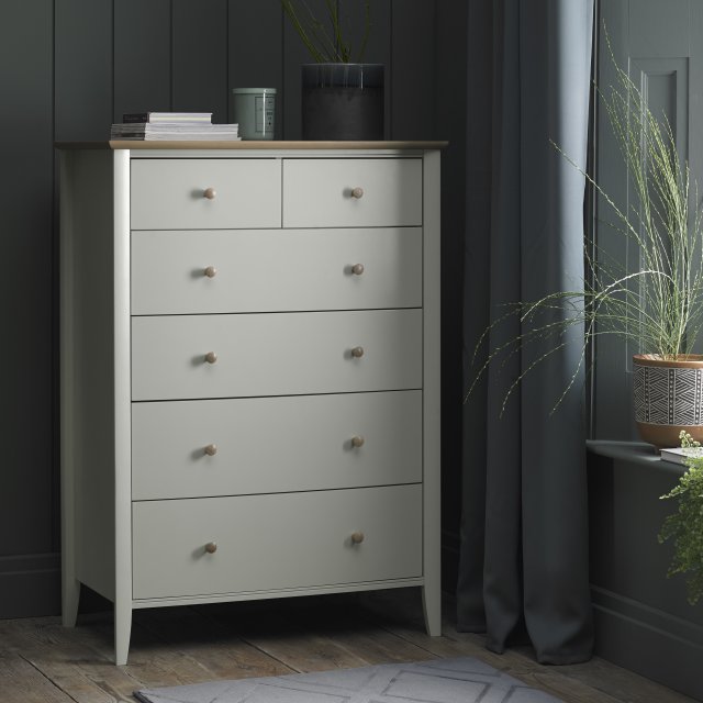 Premier Collection Whitby Scandi Oak & Soft Grey 4+2 Drawer Chest