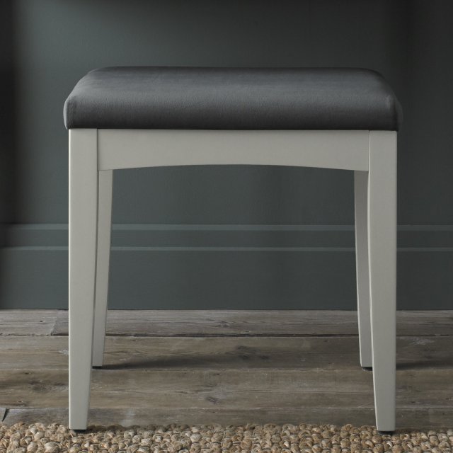 Premier Collection Whitby Soft Grey Stool - Gun Metal Velvet