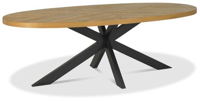 Ellipse Rustic Oak 8 Seater Dining Table - front angle