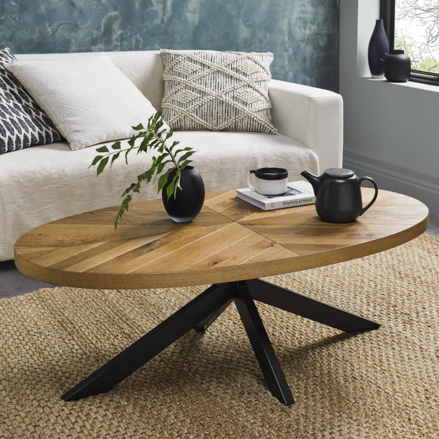 Bentley Designs Ellipse Rustic Oak Large Coffee Table- feature shot