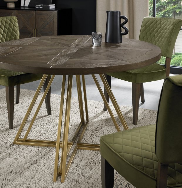 Signature Collection Athena Fumed Oak 4 Seater Circular Dining Table