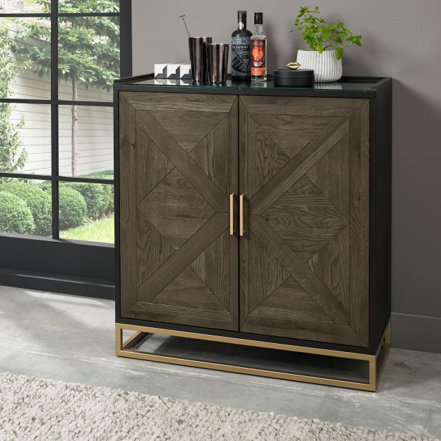 Signature Collection Athena Fumed Oak Drinks Cabinet