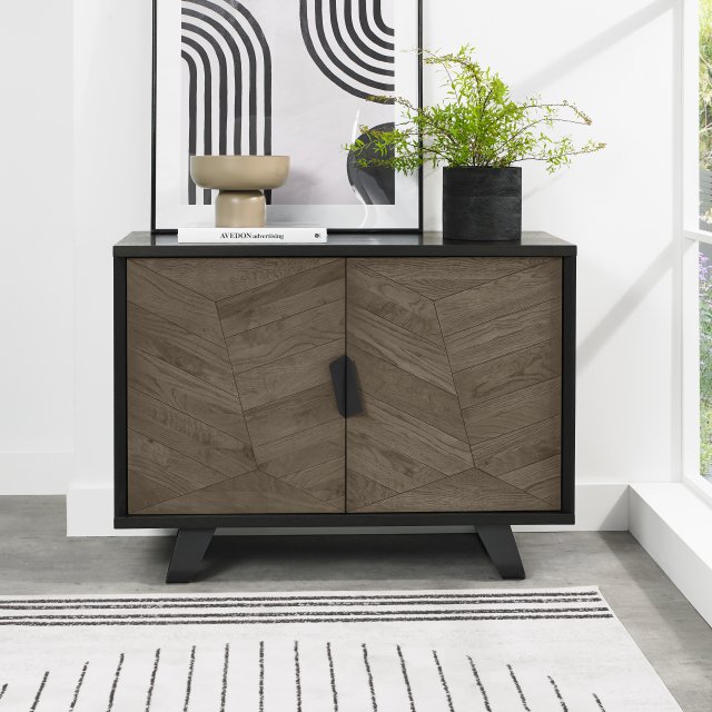Signature Collection Emerson Weathered Oak & Peppercorn Narrow Sideboard