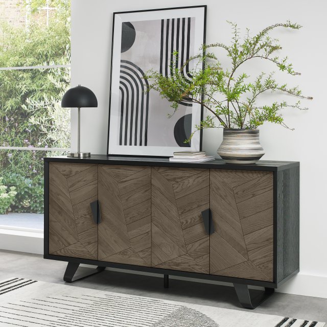 Signature Collection Emerson Weathered Oak & Peppercorn Wide Sideboard