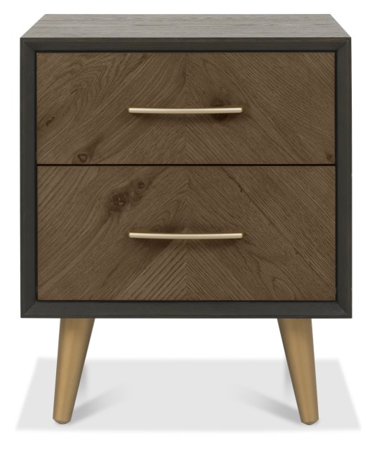 Sienna Fumed Oak 2 Drawer Nightstand Bedroom Furniture Bentley