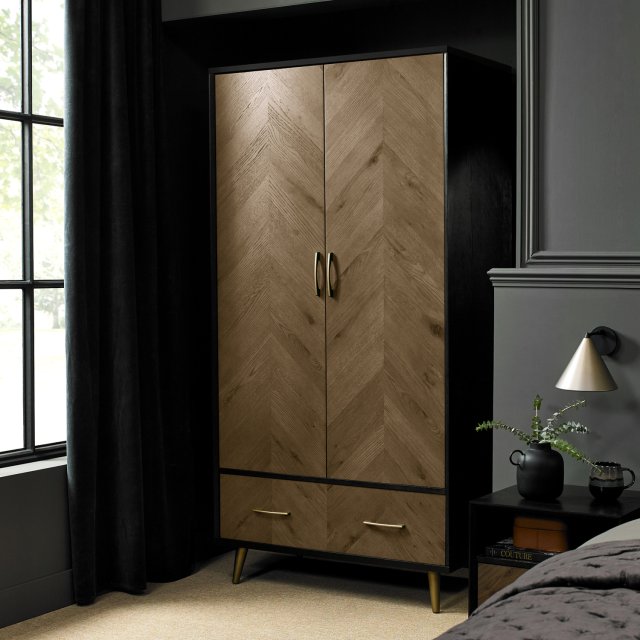 Signature Collection Sienna Fumed Oak & Peppercorn Double Wardrobe
