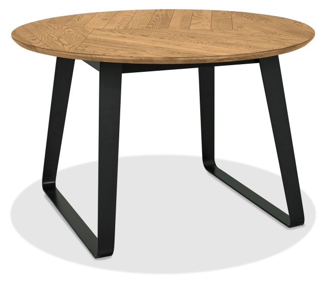 Signature Collection Emerson Rustic Oak & Peppercorn 4 Seater Circular Dining Table