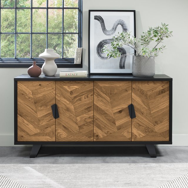 Signature Collection Emerson Rustic Oak & Peppercorn Wide Sideboard