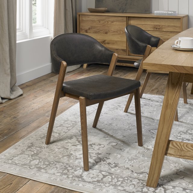 Signature Collection Camden Rustic Oak Upholstered Chair in Old West Vintage (Pair)