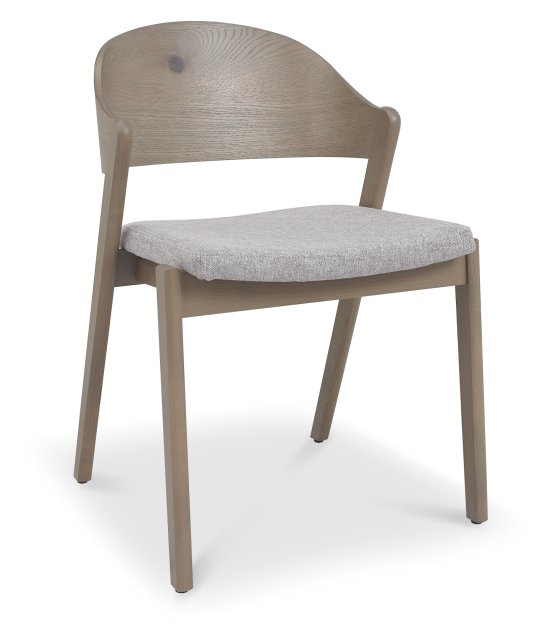美品　BOMA CHAIR GRAY FABRIC×SEARED OAK Vega Grey Oiled Oak Ply Back Chair - Grey Fabric - Bentley Designs