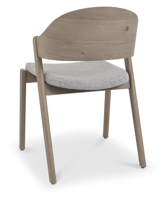 Vega Grey Oiled Oak Ply Back Chair - Grey Fabric - Bentley Designs