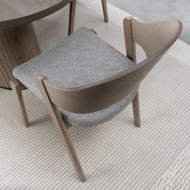 Vega Grey Oiled Oak Ply Back Chair - Grey Fabric - Bentley Designs