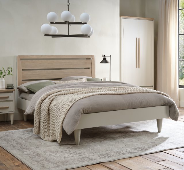 Premier Collection Larsen Scandi Oak & Soft Grey Slatted King Bed Frame 150cm