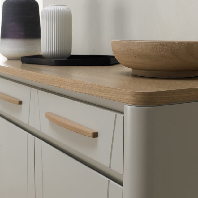 Larsen Scandi Oak & Soft Grey Narrow Sideboard - Bentley Designs