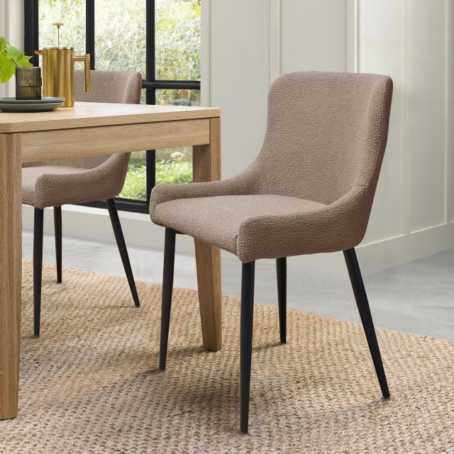 Gallery Collection Rubens - Mocha Beige Boucle Fabric Chair with Black Legs (Pair)