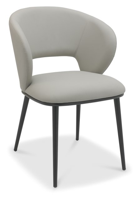 Luca - Grey Faux Leather Chair with Matt Black Legs (Pair)