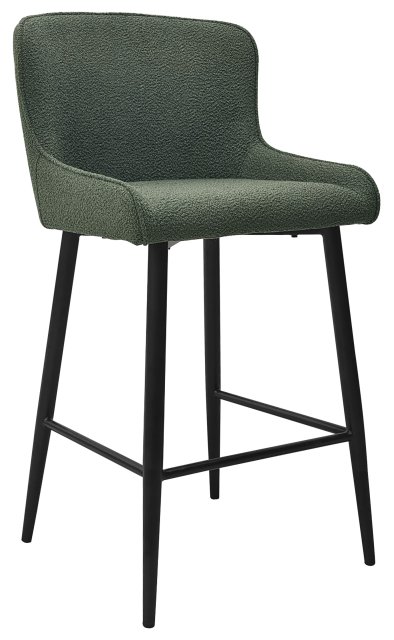 Gallery Collection Rubens - Green Boucle Fabric Bar Stool with Black Legs (Pair)