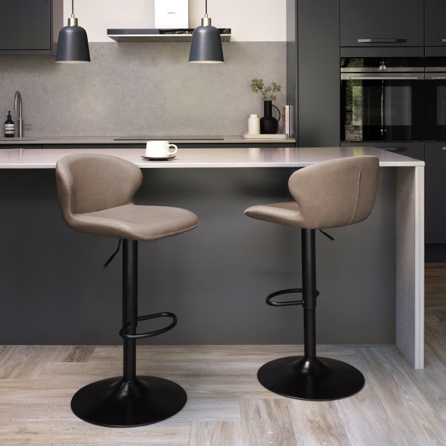 Gallery Collection Rosso - Stone Vintage Faux Leather Gas Lift Swivel Barstool with Black Base (Single)