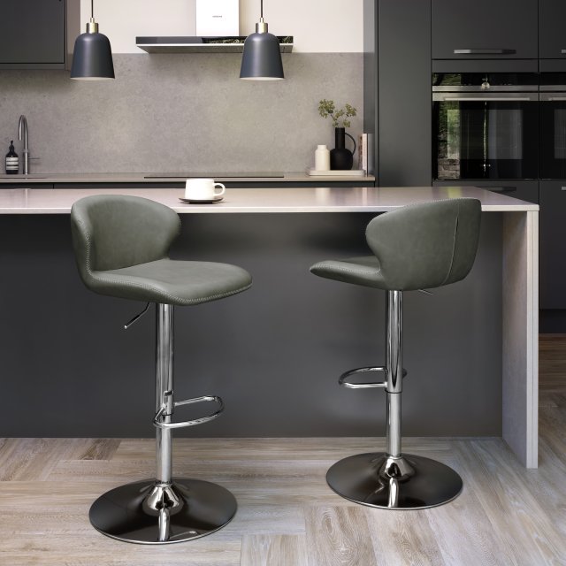 Gallery Collection Rosso - Olive Vintage Faux Leather Gas Lift Swivel Barstool with Chrome Base (Single)