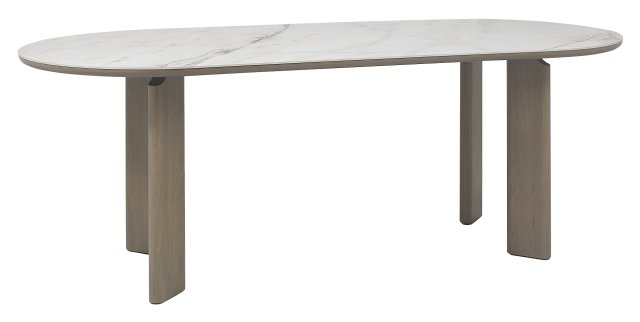 Signature Collection Duo Grey Oiled Oak 6 Seater Table with Monte Blanco Sintered Stone Top