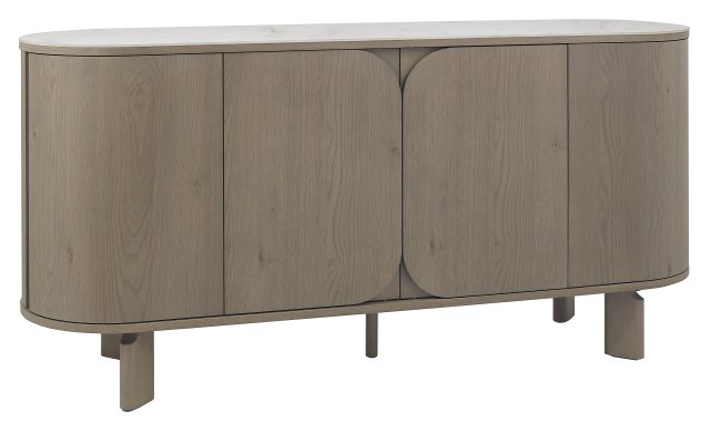 Signature Collection Duo Grey Oiled Oak Wide Sideboard with Monte Blanco Sintered Stone Top