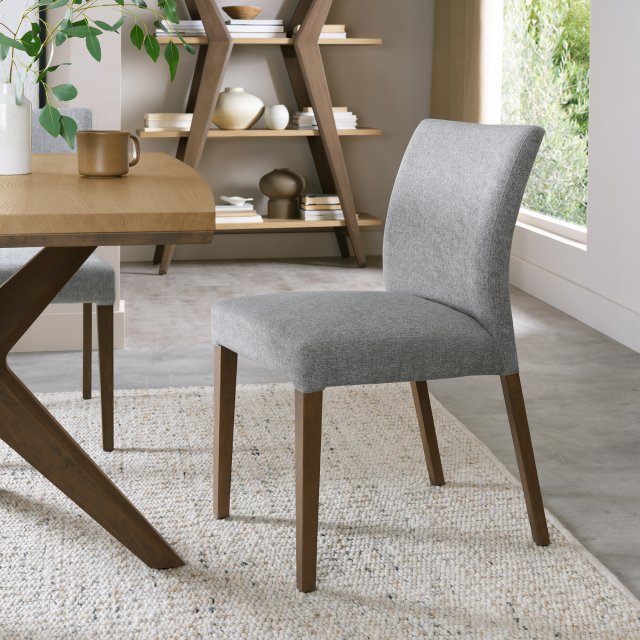 Premier Collection Kristen Oak & Light Weathered Oak Upholstered Chair - Grey Fabric (Pair)