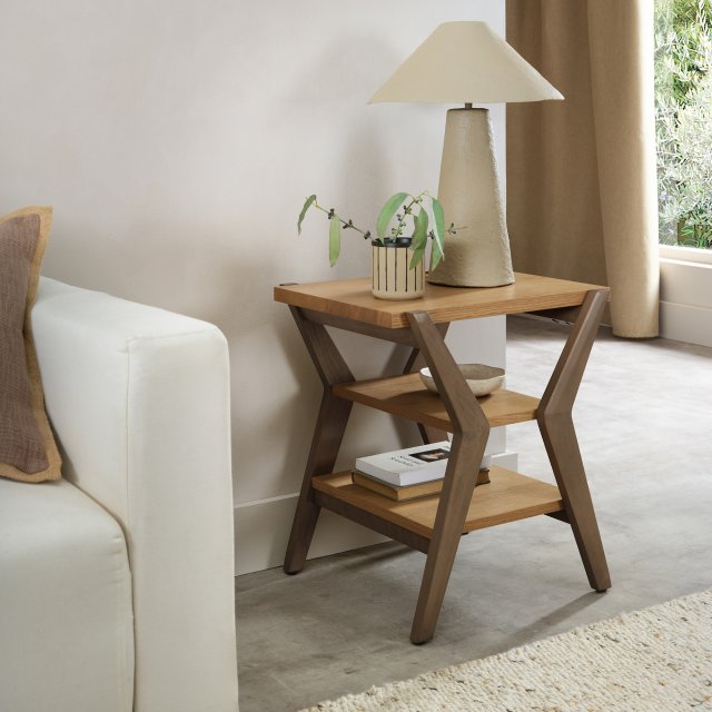 Premier Collection Kristen Oak & Light Weathered Oak Lamp Table