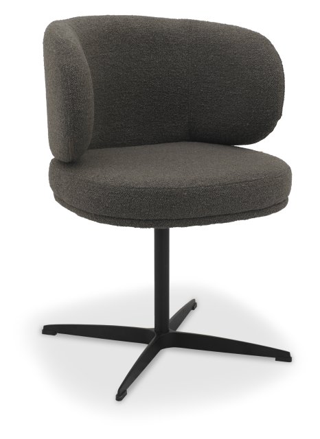 Gallery Collection Marcel - 360° Swivel Chair in a Brown Boucle Fabric with Black Legs (Pair)