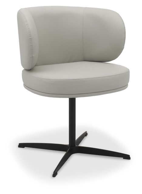 Gallery Collection Marcel - 360° Swivel Chair in a Light Grey Faux Leather with Black Legs (Pair)