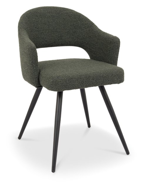 Gallery Collection Sterling - Green Boucle Fabric Chair with Black Legs (Pair)