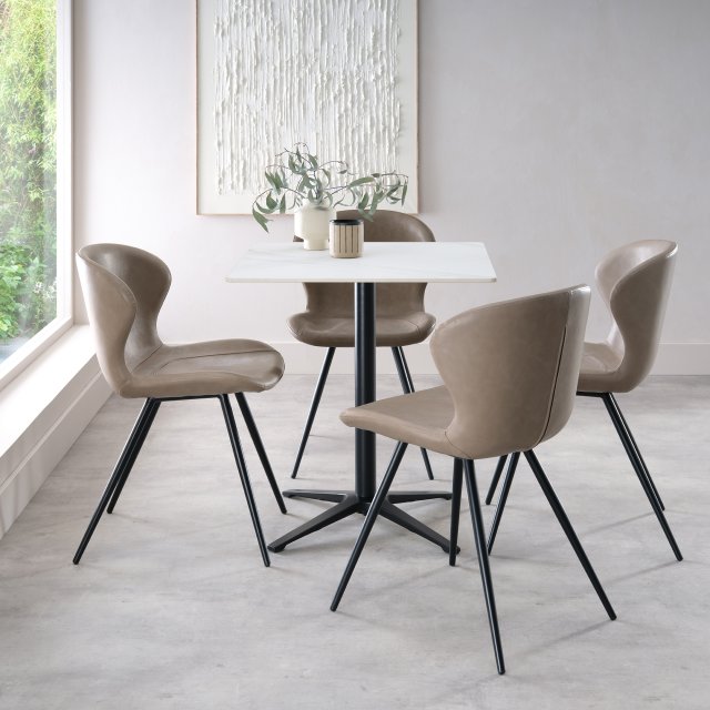 Gallery Collection Baxter White Sintered Stone Square Bistro Table with Black  Base