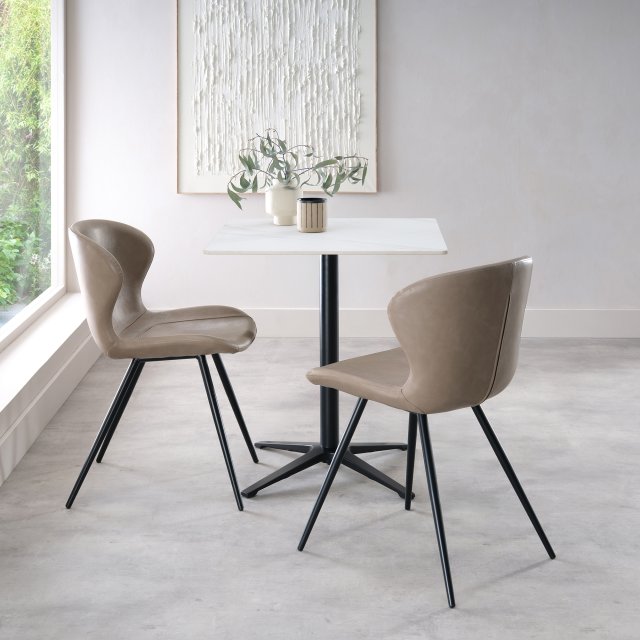 Gallery Collection Baxter White Sintered Stone Square Bistro Table with Black  Base