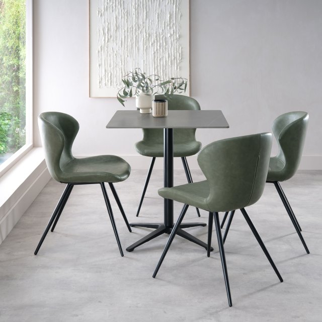 Gallery Collection Baxter Grey Sintered Stone Square Bistro Table with Black Base