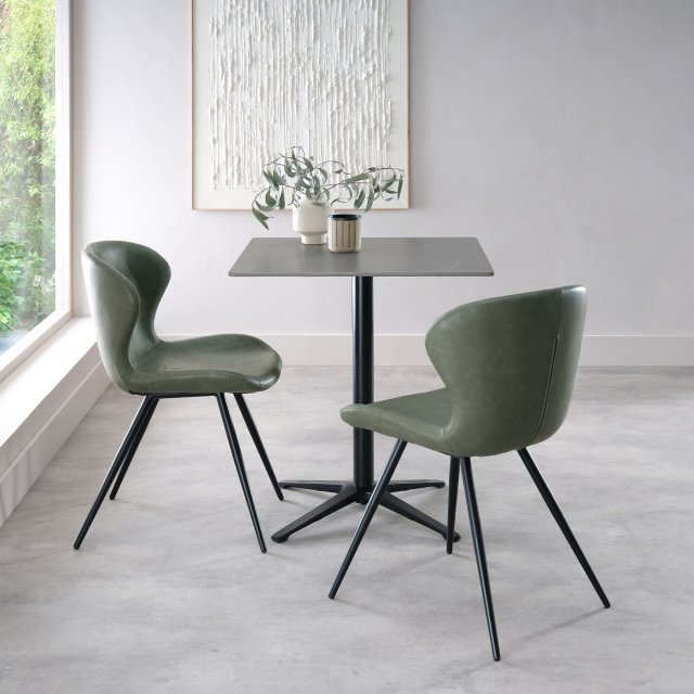 Gallery Collection Baxter Grey Sintered Stone Square Bistro Table with Black Base