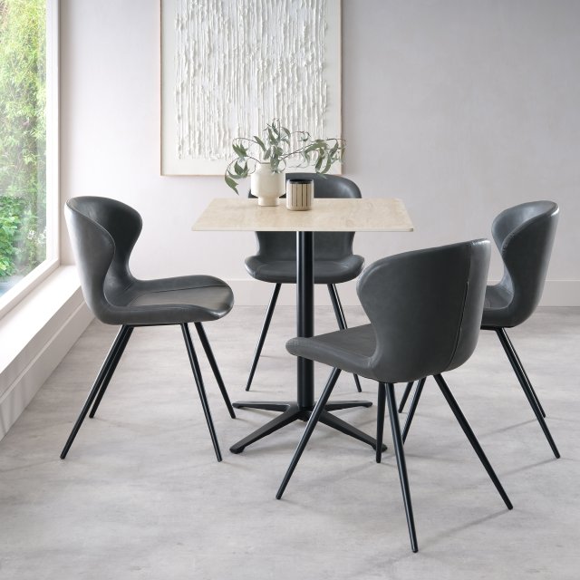 Gallery Collection Baxter Beige Sintered Stone Square Bistro Table with Black Base