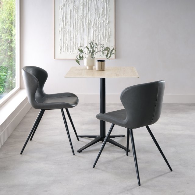 Gallery Collection Baxter Beige Sintered Stone Square Bistro Table with Black Base