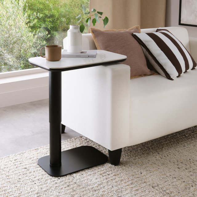 Gallery Collection Riley While Sintered Stone Gas Lift Adjustable Sofa Table