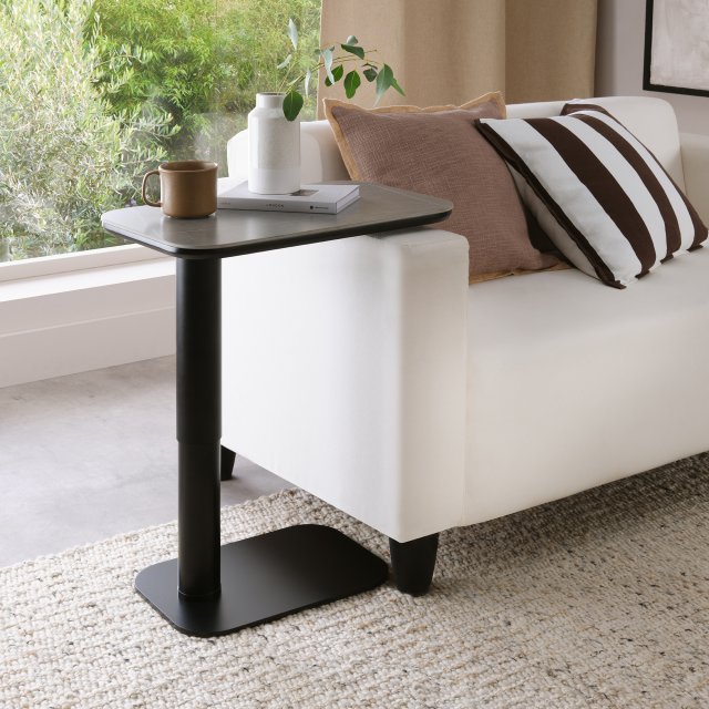 Gallery Collection Riley Grey Sintered Stone Gas Lift Adjustable Sofa Table