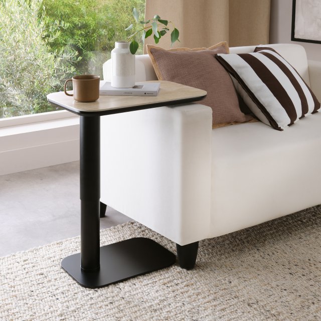Gallery Collection Riley Beige Sintered Stone Gas Lift Adjustable Sofa Table