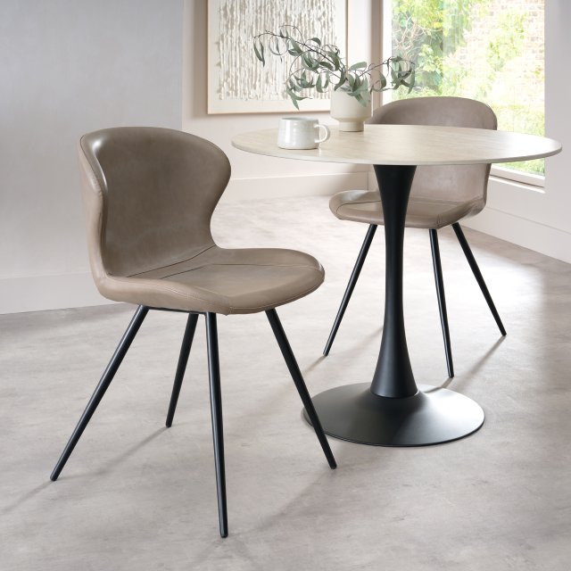 Gallery Collection Arlo - Vintage Stone Faux Leather Chair with Black Legs (Pair)