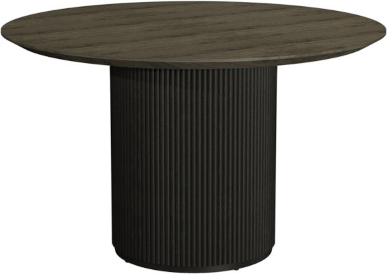 Gallery Collection Jorge Grey Oak Round Dining Table with a Black Pedestal