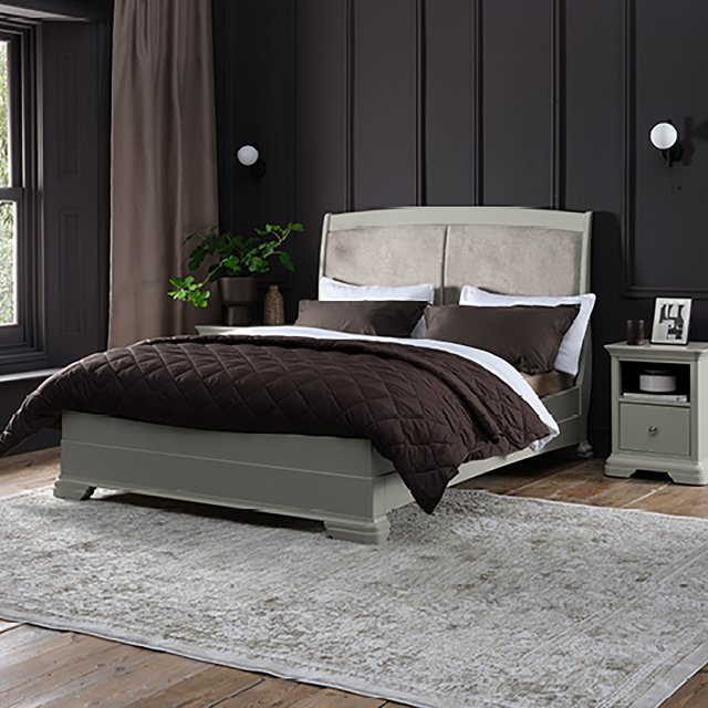 Signature Collection Alora Blue Grey Pearl Velvet Fabric King Bed Frame 150cm