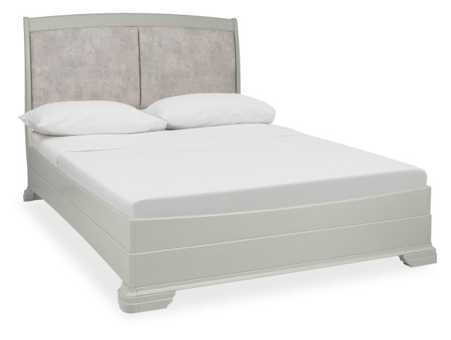 Signature Collection Alora Blue Grey Pearl Velvet Fabric Super King Bed Frame 180cm