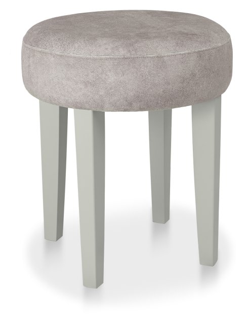 Signature Collection Alora Blue Grey Stool - Infinity Pearl Velvet Fabric