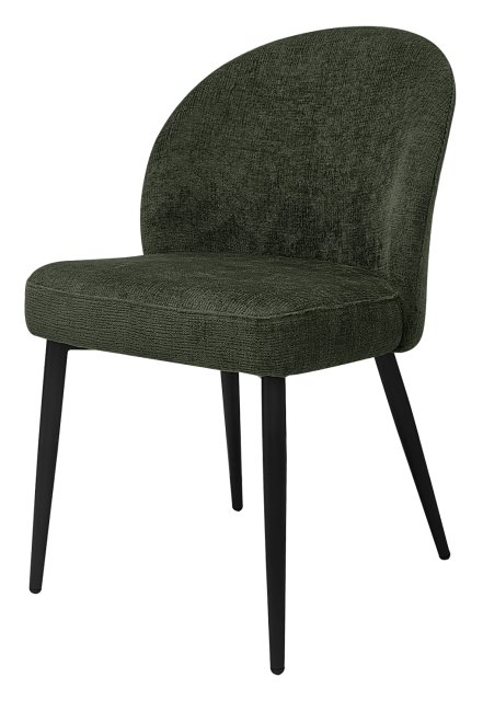 Gallery Collection Cleo - Green Chenille Fabric Dining Chair with Black Legs (Pair)