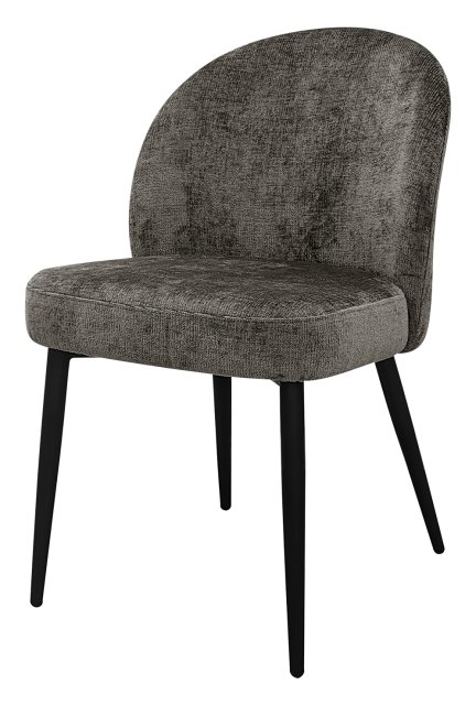 Gallery Collection Cleo Grey Chenille Fabric Dining Chair with Black Legs (Pair)