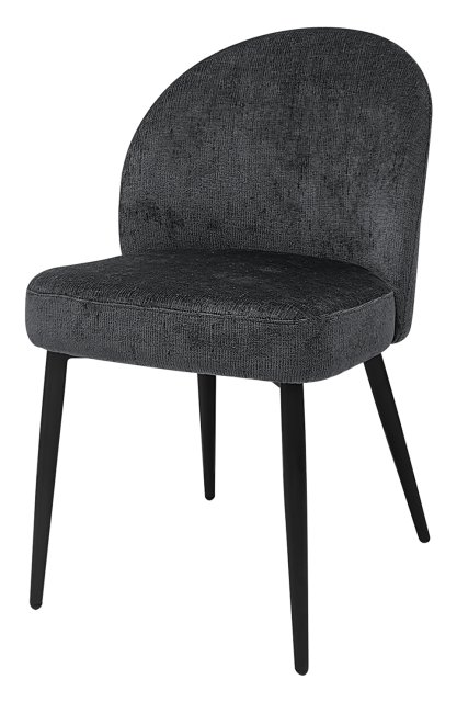 Gallery Collection Cleo Dark Grey Chenille Fabric Dining Chair with Black Legs (Pair)